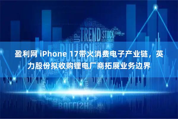 盈利网 iPhone 17带火消费电子产业链，英力股份拟收购锂电厂商拓展业务边界